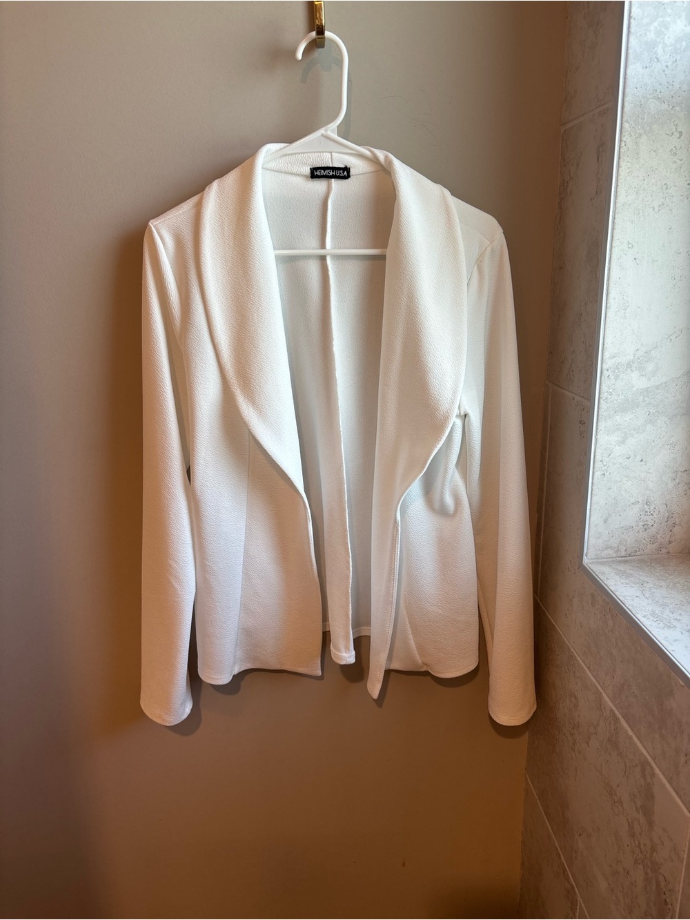 HEIMISH USA White Draped Open-Front Blazer